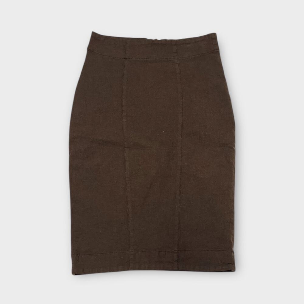 Prairie Underground Brown High Waist Pencil Skirt Stretch Cotton Size Medium